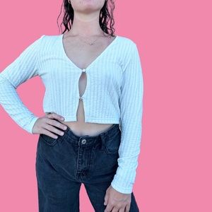 White button crop top